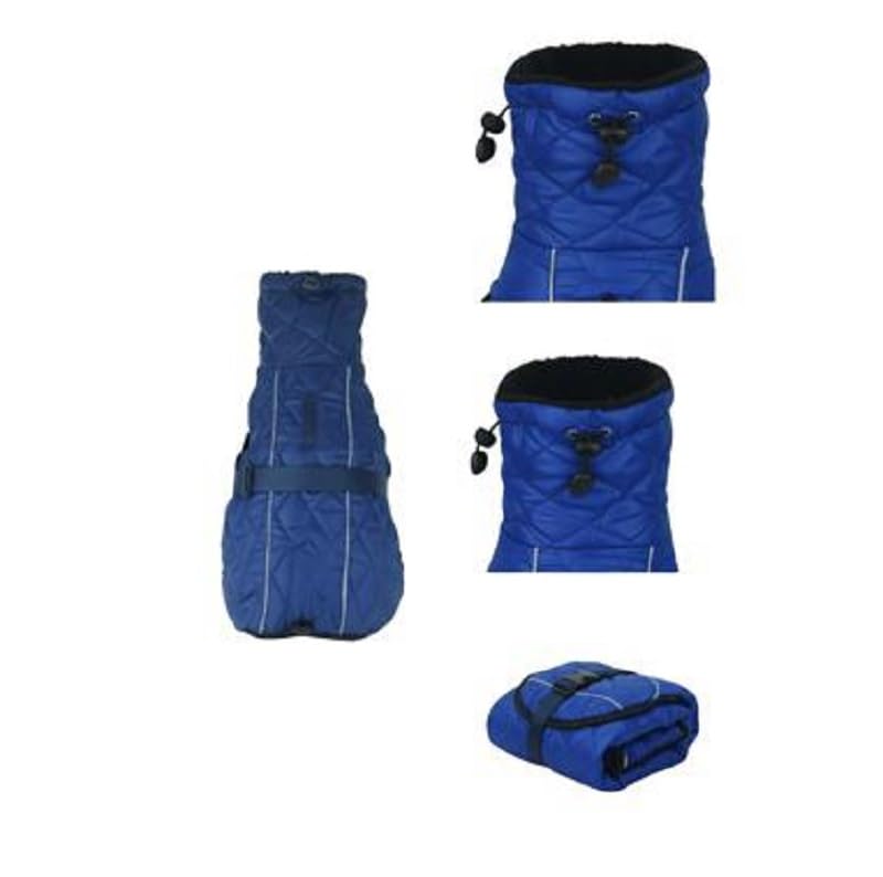 Dog Fur Jacket for Large Dogs (Blue - 12-Inch) - Soft, Stretchable Knit Dog Winter Clothes