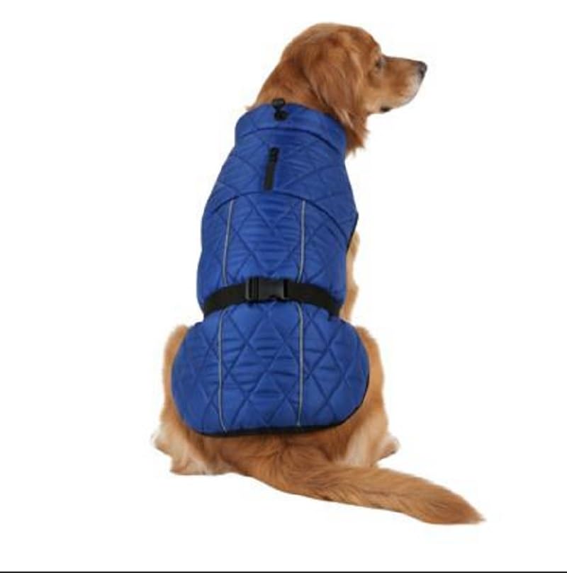 Dog Fur Jacket for Large Dogs (Blue - 12-Inch) - Soft, Stretchable Knit Dog Winter Clothes