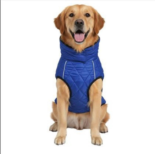 Dog Fur Jacket for Large Dogs (Blue - 12-Inch) - Soft, Stretchable Knit Dog Winter Clothes