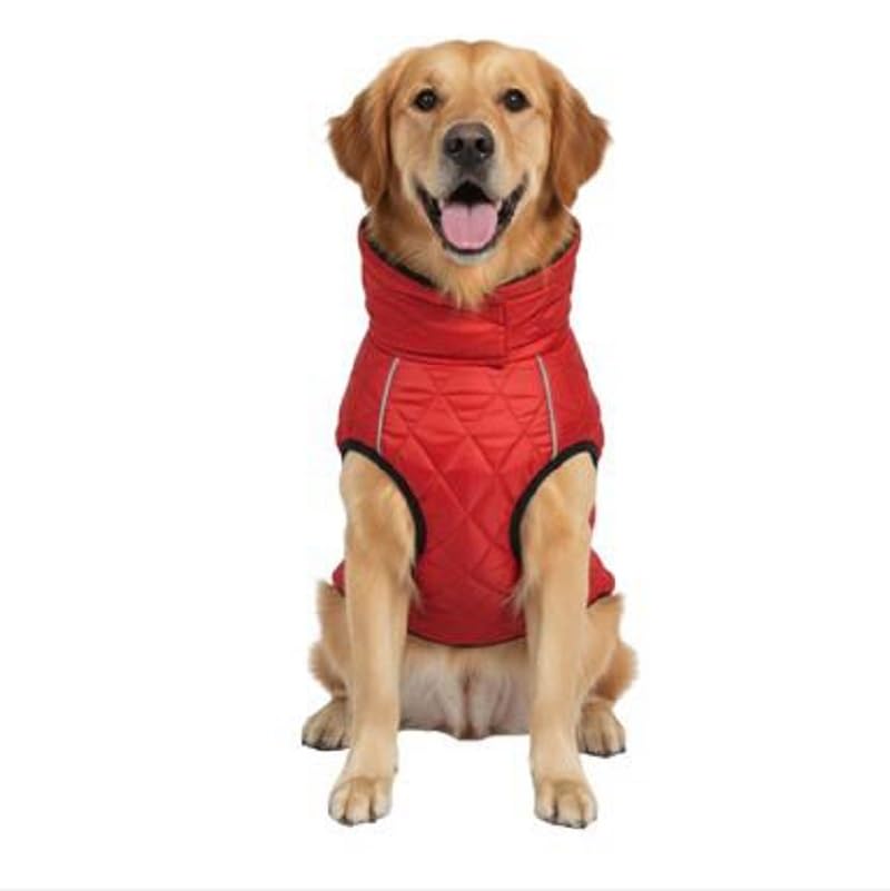 Dog Fur Jacket for Large Dogs (Red - 12-Inch) - Soft, Stretchable Knit Dog Winter Clothes