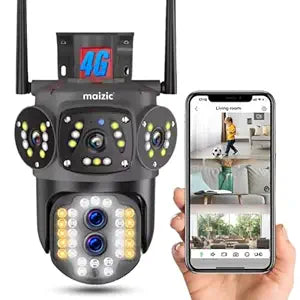 Smarthome 4G/5G FHD 5 MP+5 MP Pan/Tilt Dual Lens/Triple Screen View Outdoor CCTV Camera with Color Night Vision
