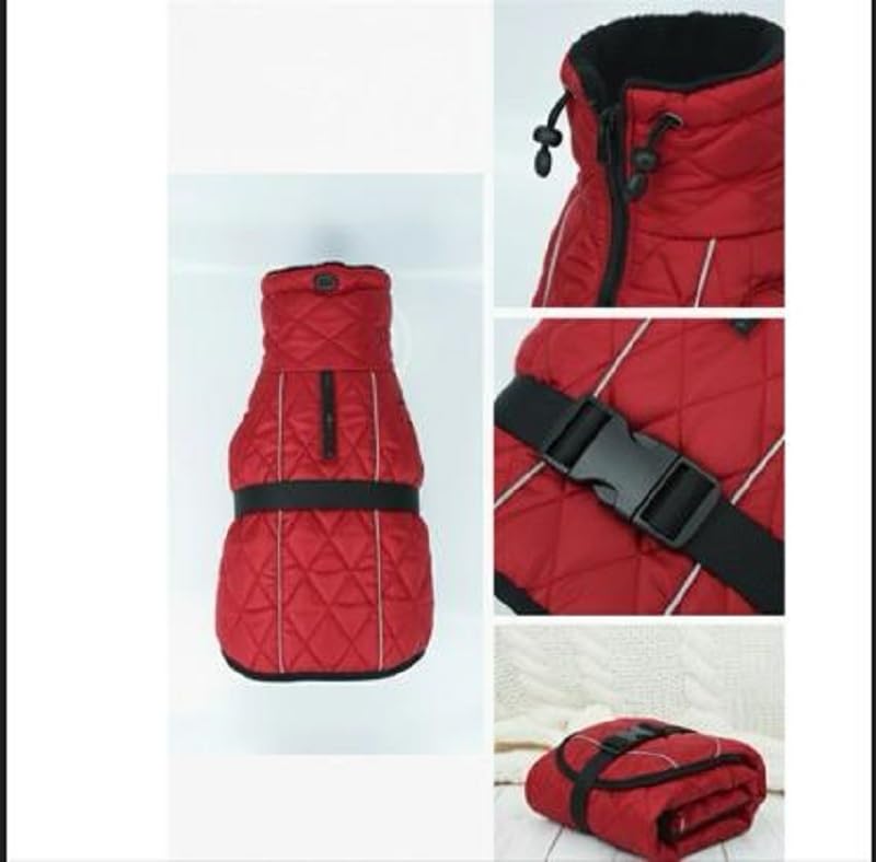 Dog Fur Jacket for Large Dogs (Red - 12-Inch) - Soft, Stretchable Knit Dog Winter Clothes