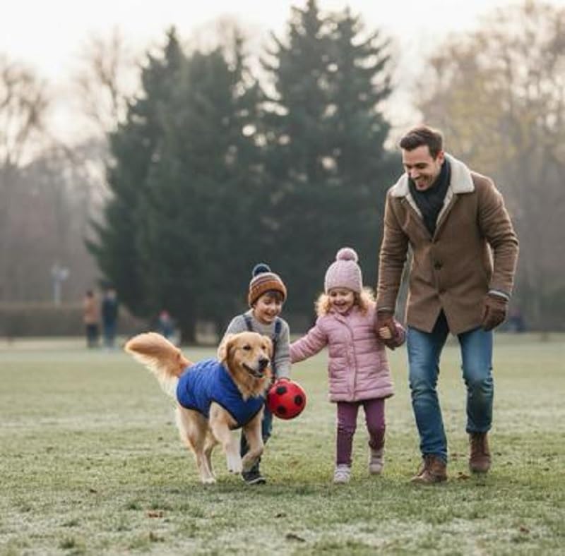 Dog Fur Jacket for Large Dogs (Blue - 12-Inch) - Soft, Stretchable Knit Dog Winter Clothes