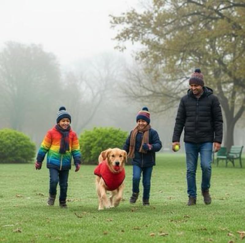 Dog Fur Jacket for Large Dogs (Red - 12-Inch) - Soft, Stretchable Knit Dog Winter Clothes