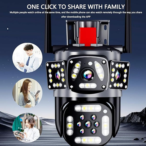 8MP 4K Triple Lens Security Camera with Full Color Night Motion Detection for Outdoor Use